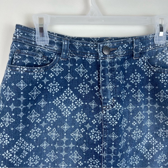 Denim Skort Medallion Print Mini Skirt Boho Festival Bohemian 4 Moroccan India - Picture 2 of 12